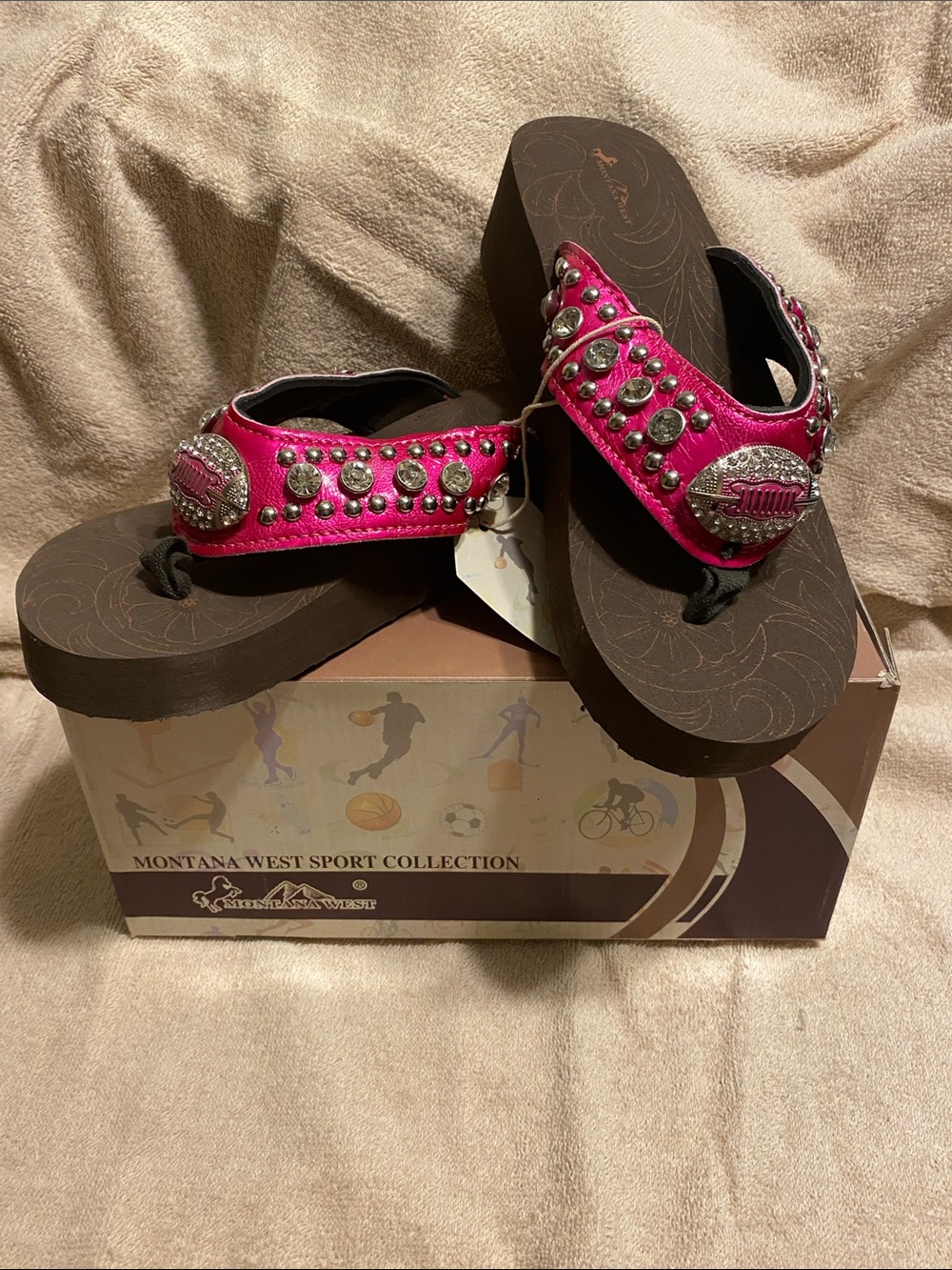 Montana West Hot Pink Studded Platform Flip Flop Sandals
